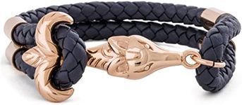 Akitsune Vulpes Leather Bracelet Women's Men's Stainless Steel Clasp Leather Bracelet Fox Anchor Rose Gold, One size, Leather, without stone