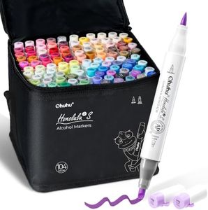 Ohuhu Alcohol Markers 104 Colors Brush& Soft Chisel for Adult Cozy Coloring | AP Certified Refillable Art Marker for Artists Beginners Drawing Illustration Sketching, Dual Tips Alcohol-based, Honolulu 2S