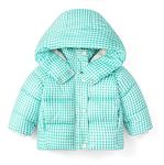 Bold N Elegant Polyester Girls Polka Dot Duck Print Winter Warm Quilted Bomber Hood Jacket Coat Standard Length Puffer Jacket Coat For Infant Toddler Kids (3-4 Years, Green)