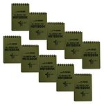 RETON 10 Pack Waterproof Notebook, All-Weather Pocket Sized Tactical Notepad, Top Spiral Memo Grid Paper Notepad for Outdoor Activities Recording(Army Green，3.2"x5.5")