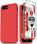 LeYi for iPhone 8 Plus Cases, iPhone 6s Plus Case with [2 x Tempered Glass Screen Protector], Full-Body Shockproof Soft Cute Silicone Hybrid Protective Phone Cover Case for iPhone 7/6 Plus, Red