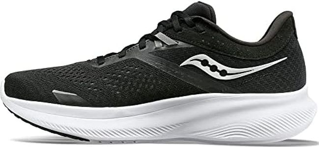 Saucony Men's Ride 16 Running Shoe, Black/White, 10M US