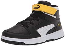 PUMA - Unisex-Baby Puma Rebound Layup Sl with Fastner Pre-School Shoes, 1 UK, Puma Black/Puma White/Dandelion