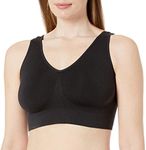 Just My Size Womens Pure Comfort Seamless Wirefree Bra with Moisture Control(1263)-Black-2X