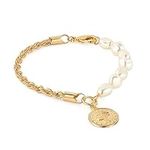 Barzel 18K Gold Plated Rope & Pearl