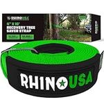 Rhino USA Recovery Tow Strap Lab Tested Premium Draw String Bag Included, Triple Reinforced Loop Straps to Ensure Peace of Mind - Emergency Off Road Towing Rope (10' x 4" Green)