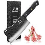 Cleaver Knife, ENOKING Meat Cleaver Hand Forged Serbian Chefs Knife German High Carbon Stainless Steel Butcher Knife for Meat Cutting with Full Tang and Gift Box, Chinese Cleaver for Kitchen & Outdoor