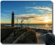 Stitched Edges Mouse Pads,Lighthouse Sky Sunset Beach Lake Mouse pad