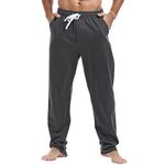 MakingDa Mens Joggers Sweat Pants Casual Cotton Gym Yoga Trousers Open Hem Tracksuit Bottoms Jogging Sports Summer Beach,IronGrey L