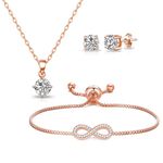 Philip Jones Rose Gold Plated Infinity Friendship Set Created with Zircondia® Crystals