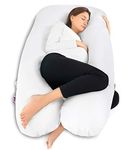 Meiz Comfortable Maternity/Pregnancy Pillow Cushion - U Shaped - Body Pillow for Side Sleeping and Maternity Woman - Full Size - Double Zipper Removable Cover (White)