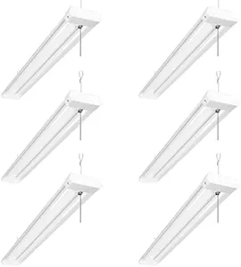 Lepro 4ft Linkable LED Shop Lights, 42W 4200lm Garage Ceiling Light Fixture, 4000K Neutral White, 250W Equivalent Surface Flush Mount or Hanging Workshop Bench Light with Plug and Pull Chain, 6 Packs