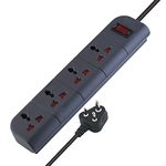 MX Spike Guard Surge Protector with 4 Universal Socket with Master Reset Switch, Heavy Duty Power Cord & Child Saftey Shutter Extension Board, 5 Meter (MX-3374B_5m)