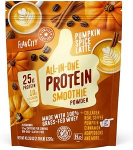 FlavCity Grass Fed Whey Protein Powder - Pumpkin Spice Latte - 25g Protein & 57mg of Caffeine - Made with Real Pumpkin & Organic Coconut Milk - Gluten Free & No Added Sugars (20 Servings)