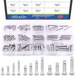 Glarks 96Pcs 12 Sizes 304 Stainless Steel Flat Head Single Hole Clevis Pins Assortment Kit