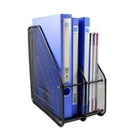 VIDISA 2 Layer Metal Mesh Magazine Document Holder File Rack, 35.5 X 28.5 X 16 cm, Black