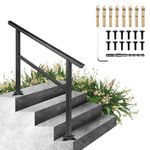 VEVOR Handrail Outdoor Stairs 48 X 35.5 Inch Outdoor Handrail Outdoor Stair Railing Adjustable from 0 to 50 Degrees Handrail for Stairs Outdoor Aluminum Black Stair Railing Fit 3-4 Steps