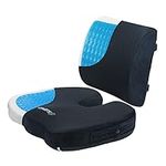 Sleepavo Memory Foam Cooling Gel Seat Cushion for Office Chair - Back & Butt Pillow for Sciatica Tailbone Coccyx Hip Pain Relief for Gaming, Car & Airplane - Padded Lumbar Support Pillow for Coxyx
