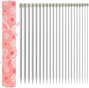 Curtzy 22-Piece Aluminium Knitting Needle Set - Needle Length 35cm/14 Inches - Single Pointed Long Straight Needles 2-8mm - 11 Sizes 2 of Each Size - for Beginners and Experts