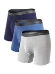 Separatec Bamboo Boxers for Men Dual Pouch Underwear Boxer Homme Ultra Soft Breathable Boxer Briefs Men Pouch 3 Pack(L,Navy Blue/Moonlight Blue/Heather Gray)