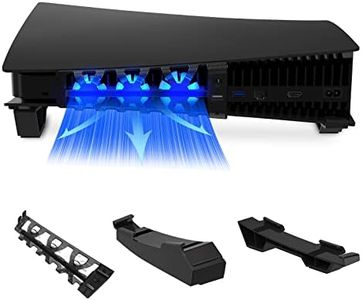 NexiGo PS5 Horizontal Stand with Slient Cooling Fan, [Auto On/Off], [Minimalist Design], Compatible with PlayStation 5 Disc & Digital Editions, Built-in LED Light, Extra USB Port, Black