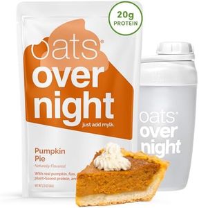 Oats Overnight Pumpkin Pie - Vegan Overnight Oats with 20g Protein, High Fiber Breakfast Protein Shake - Gluten Free Oatmeal, Non GMO High Protein Oatmeal (2.3 oz per meal) (8 Pack + Shaker Bottle)