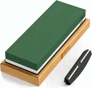 Premium Whetstone Knife Sharpener - 2 Side Grit 1000/6000 Knife Sharpening Wet Stone Kit w/Sharpening Angle Guide, Non-Slip Bamboo Base - Pro Grade