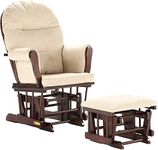 Lennox Furniture Glider Chair with Ottoman Combo Espresso Beige