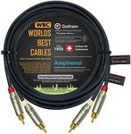 20 Foot RCA Cable Pair - Gotham GAC-4/1 (Black) Star-Quad Audio Interconnect Cable with Amphenol ACPR Die-Cast, Gold Plated RCA Connectors - Directional