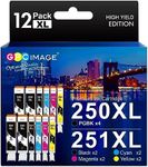 12 Pack PGI-250XL CLI-251XL for Canon Ink 250 and 251 Cartridges IP7220 Ink Cartridges use with PIXMA MX922 MG5420 MG5520 MG5522 MG6320 MG6620 IP8720 MG5520 MG5620 MG6320 MX722 (2B 2C 2M 2Y 4PGBK)