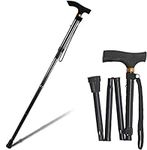 OPEANET Walking Stick Folding Cane Adjustable Canes Portable Foldable Walking Sticks for Men Women Walking Cane Stick for Elderly with Cushion Silicone Base T Handle 33-37 inches Mountaineering Hiking