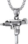 Richsteel Stainless Steel Uzi Gun Necklace for Men Military Style Punk Jewelry