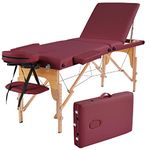 Yaheetech Wood Aci Height Adjustable Massage Table Foldable Massage Bed Massage Therapy Table 3 Folding 84 Inch Salon Bed Facial Cradle Bed Brown