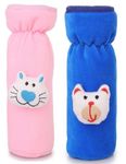 PRUEDDLE KIDS Soft Plush Stretchable Baby Feeding Bottle Cover for Baby Upto 250ml | Baby Bottle Feeding Cover Tote Bag Carrier Bag, Size-20x8x8cm(Pink+Blue, Combo of 2)