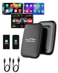 Wireless Carplay Adaptor and Android Auto Wireless Adaptor, Wired to Wireless Carplay Dongle for iPhone & Android Phone-Support Netflix YouTube TF Card-5GHz WiFi Magic Link CarPlay Ai Box