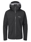 Rab Men's Downpour Plus 2.0 Waterproof Breathable Jacket for Hiking, Trekking, & Climbing - Black - Medium