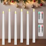 Lamptobe Flameless Taper Candles with Remote, Flickering Flameless Ivory Taper Candles Battery Operated Christmas Candle Lights for Holiday Home Wedding Decoration, 6-Pack