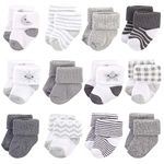 Hudson Baby Baby Boys' Cotton Rich Newborn and Terry Socks Casual, Moon, 0-3 Months