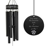 Astarin Pet Memorial Wind Chime, 30 Inches Paw Print Pet Remembrance Gift to Honor and Remember a Dog, Cat, or Other Pet, Premium Metal Wind Chime, Black