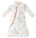 Chilsuessy Baby Sleeping Bag with Detachable Long Sleeves 3.5 Tog for Winter Toddler Sleeping Bag Kids Sleeping Sack for Infant Toddler, Beautiful swan, 6-18 Months