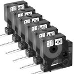 6-Pack Compatible Dymo Label Maker Refills d1 Dymo D1 Label Tape 45013 a45013 S0720530, Black on White, 1/2 Inch x 23 Feet, for Dymo LabelManager 160 210D 260P 280 360D 420P PnP 220P 260P 500TS 450DUO