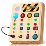 LED Busy Board, Wooden Sensory Toys for Toddler, Montessori Music Toy for Airplane, Travel Activity Educational Learning Toy, Busy Light Switch Autism Toys, Birthday Boys Girls Gifts