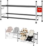 2-Tier Shoe Rack Organizer - Sturdy Shoe Storage Organizer for Entryway | Metal Shelf Shoe Rack for Closet, Bedroom, Shoe Storage Shelves, Space Saver Wide | Free Standing Shoe Rack, Black - Pack of 2