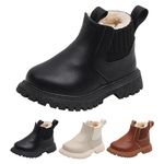 7 Toddler Little Girls Booties Comfort Ankle Boots with Warm Fuzzy Lining #1_Brown