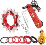 Ronyme Mountain Bike Single Speed Conversion Kit with Chain Tensioner, Spacers, Single Speed Cassette, Components Replacement, Red 16T