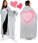 Adult Wearable Blanket Men with Sleeves - Birthday and Valentines Day Gifts for Her Wife - Cozy Wearable Blankets for Women - Comfy Valentine's Gift for Men, Girlfriend, Mom - Heart Pink Blanket