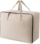 Surblue Clothes Storage Bag Organizer with Durable Handles Thick Fabric Large Capacity for Blanket Comforter Clothing Bedding (Beige, XL)