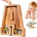 SummiDate Wooden Letter Money Box for Kids, Personalised Piggy Bank for Boys Girls Toddler, Alphabet A Money Banks| Coin Bank Birthday Gift for Kids|Children's Gift(Initial-A)