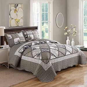 King and Super King Size Bed Luxury Chic Patchwork Quilt Coverlet Bedspread Set Comforter 250x270cm 34#