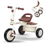 Baybee Trikidz 2 in 1 Baby Tricycle for Kids | Foldable Kids Cycle with Adjustable Seat, Back Rest & Storage Basket for Toys | Portable Tricycles | Baby Cycle Trikes for Kid 2 to 5 Years (White)